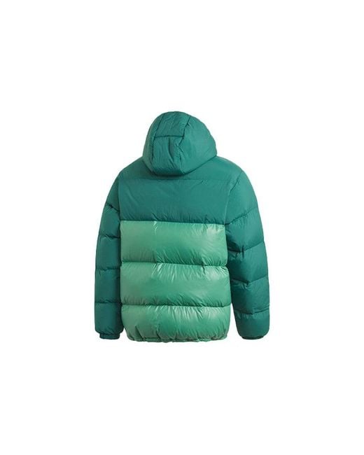 Adidas Green Originals Down Regen Puff Stay Warm Splicing Sports Hooded Down Jacket for men