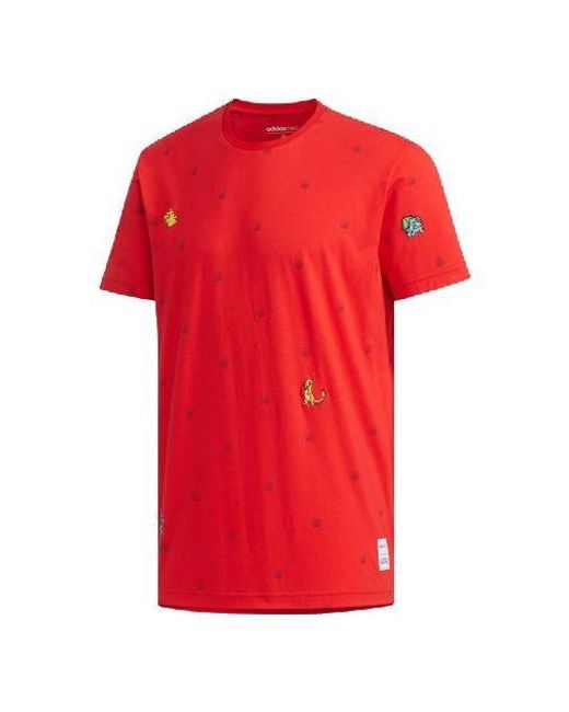 Adidas Red Neo X Pokmon Crossover Series Sports Short Sleeve for men