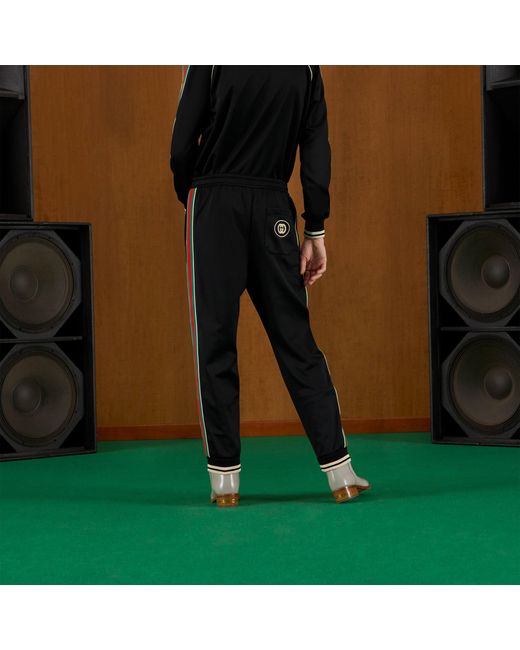 Gucci Black Tapered Webbing-Trimmed Stretch-Jersey Sweatpants for men