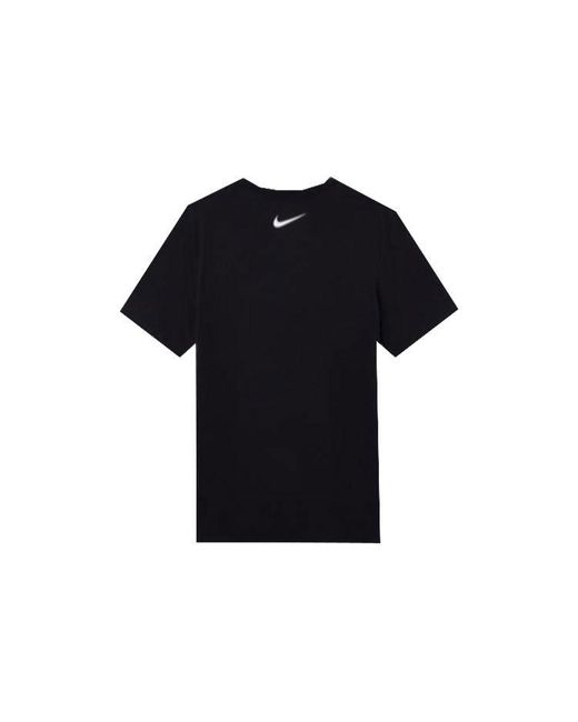Nike Black Printing Large Logo Casual Round Neck Short Sleeve T-Shirt for men