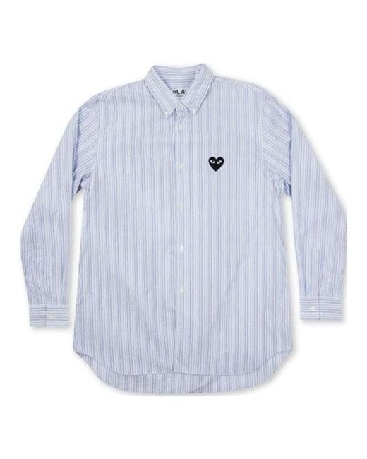 COMME DES GARÇONS PLAY Blue (Wmns) Striped Shirt Emblem