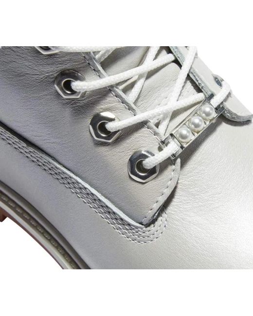 Timberland Gray (Wmns) Heritage 6 Inch Waterproof Boots 'Light Full Grain With Collar'