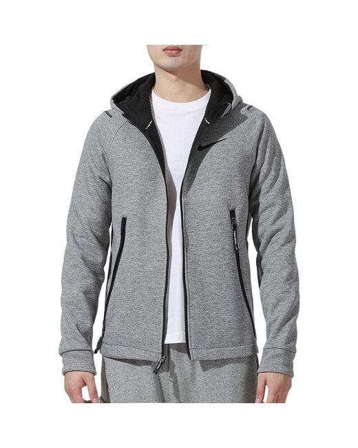 Nike Gray Knit Sports Hooded Logo Jacket for men