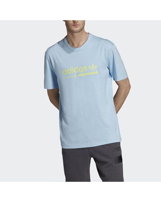 Adidas Blue Originals Logo Sports Round Neck Short Sleeve for men
