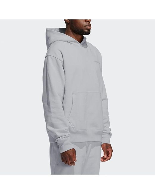 Adidas Gray Originals X Pw Basics Hood Embroidered Monogrammed Hooded Sweater