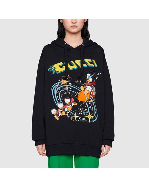 Gucci Black (Wmns) X Disney Joint Ss21 Cartoon Donald Duck Printed Hoodie For