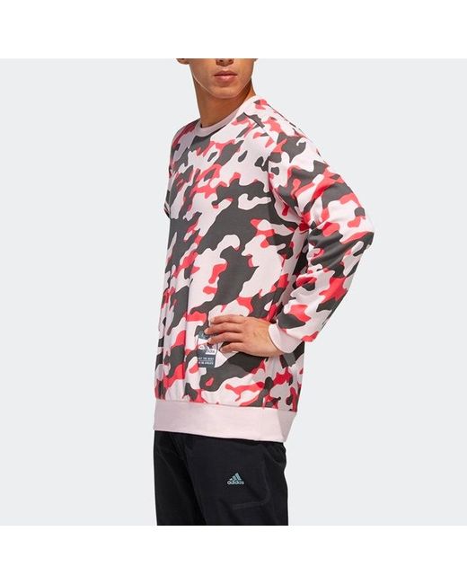 Adidas Red U2 Gfx Cs Lng Printing Casual Sports Round Neck Pullover Camouflage for men