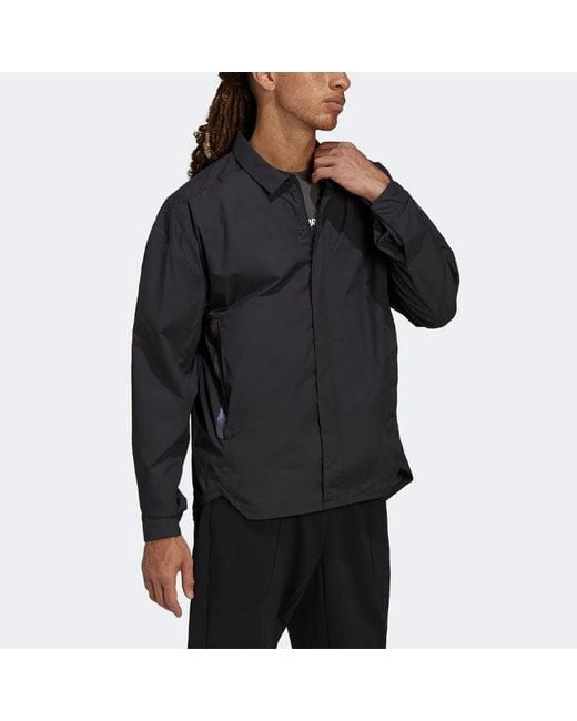 Adidas Blue Terrex C Myshelter W.R Colorful Logo Stripe Printing Lapel Jacket for men
