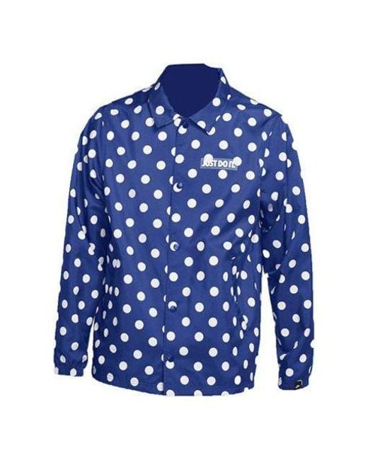 Nike Blue Windproof Breathable Polka Dots Printing Long Sleeves Jacket for men