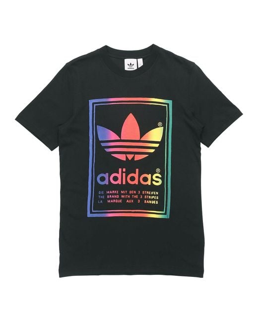 Adidas Black Originals Vintage Tee Multi-Color Gradient Logo Short Sleeve for men