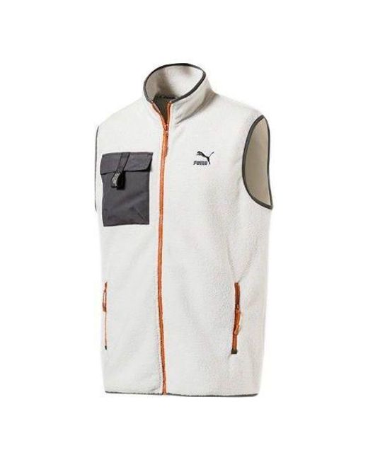 PUMA White Xtg Trail Fleece Full Zip Pocket Vest for men