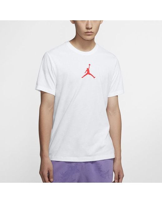Nike White Jumpman Logo Printing Pullover Round Neck Short Sleeve for men