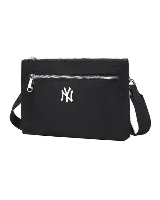 MLB Black Ny New York Yankees Logo Zipper Shoulder Messenger Bag