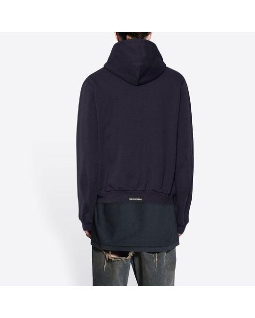 Balenciaga Blue Tab Worn-Out Zip-Up Hoodie for men