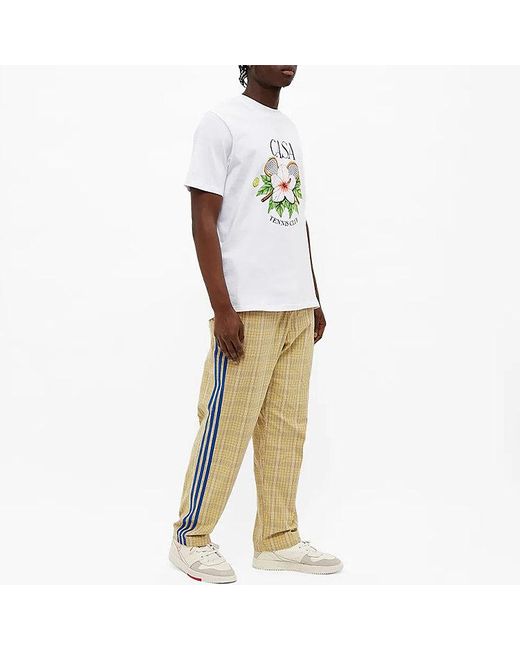 Adidas Yellow Originals Mw Tp Contrasting Colors Plaid Straight Loose Sports Pants for men