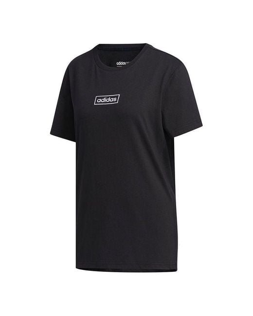 Adidas Black (Wmns) Neo C+ Tee Logo Embroidered Loose Breathable Sports Short Sleeve