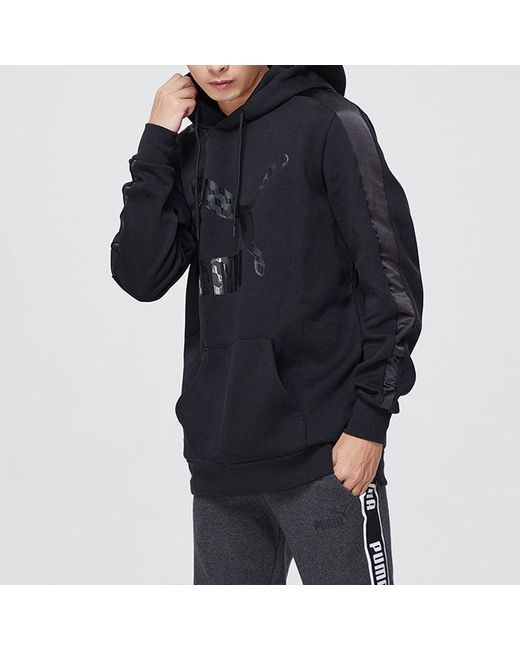 PUMA Black Casual Printing Hooded Long Sleeves for men