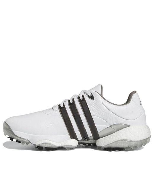 Adidas White Tour360 22 Boost Golf Shoes 'Cloud Metallic' for men
