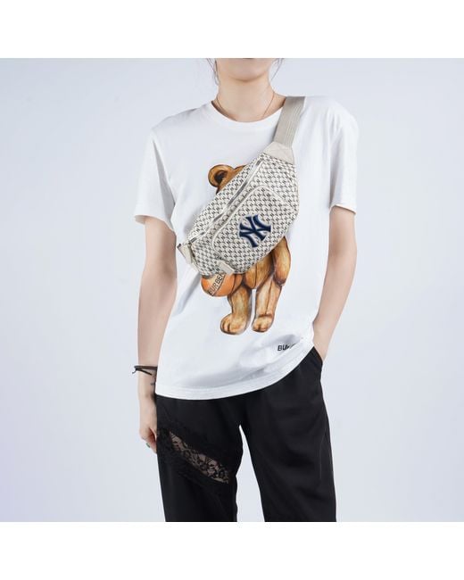 MLB White Monogram Series Retro Full Print Ny New York Yankees Casual Classic Fanny Pack