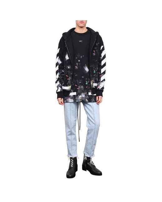 Off-White c/o Virgil Abloh Black Graffiti Arrow Printing Zipper Hooded Long Sleeves Ordinary Version for men