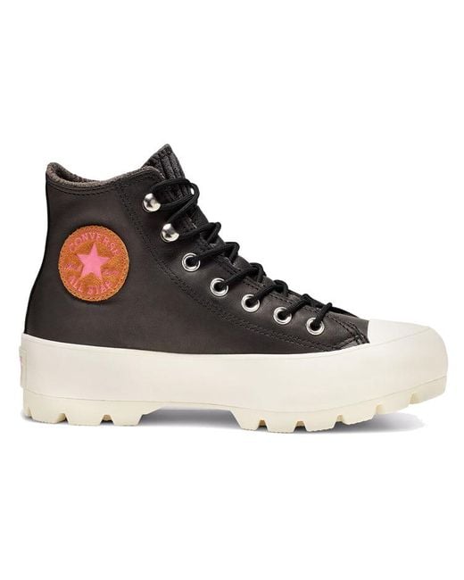 Converse Black (Wmns) Chuck Taylor All Star Lugged Waterproof Leather High Top Thick Sole