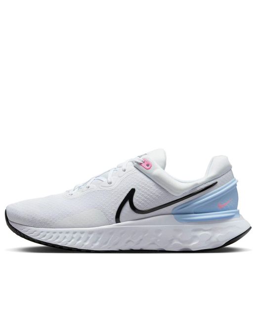 Nike White React Miler 3 Road Running Shoes Bright Crimson Obsidian' for men