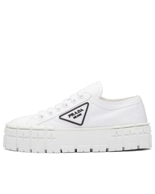 Prada White (Wmns) Double Wheel Re-Nylon Gabardine Sneakers