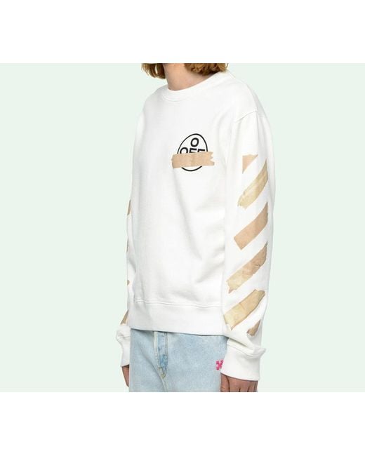 Off-White c/o Virgil Abloh White Tap Arrows Logo Long Sleeve Round Neck Sweater Tape for men