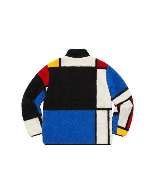 Supreme Red Reversible Colorblocked Fleece Jacket for men