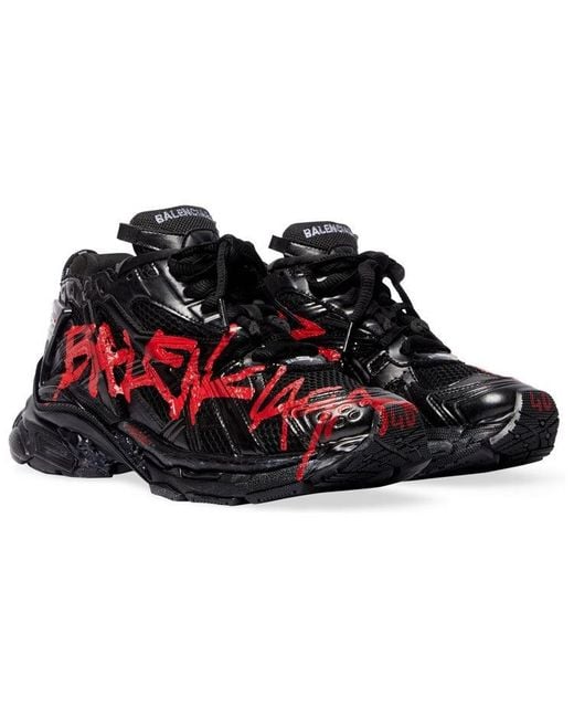 Balenciaga Red Runner Graffiti Sneakers And Mesh And Nylon' for men