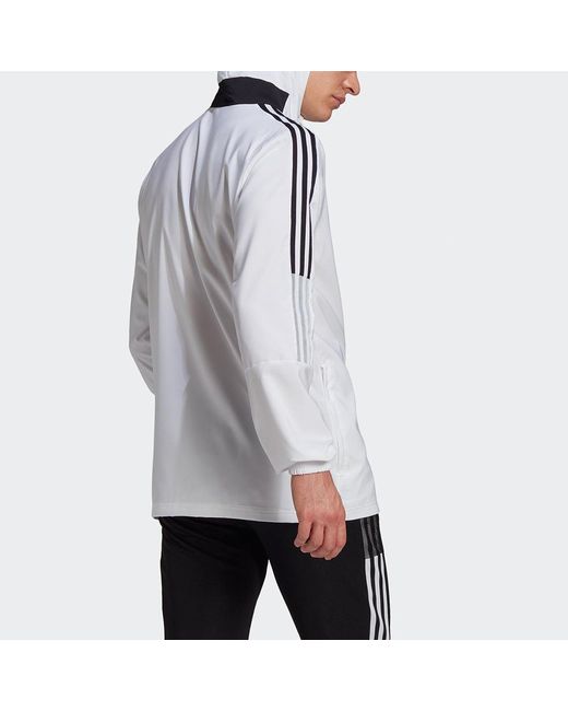 Adidas White Tiro21 Wb Soccer/Football Sports Hooded Jacket for men