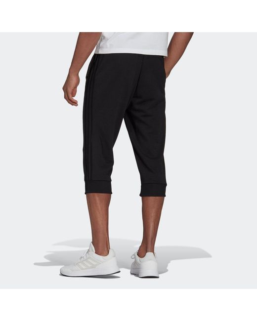 Adidas Black M 3S Ft Tc 34Pt Embroidered Logo Stripe Knit Bundle Feet Cropped Pants for men