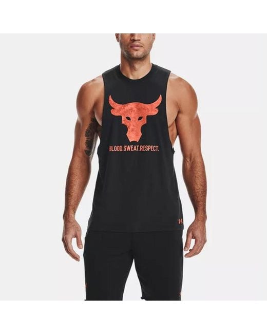 Under Armour Black Project Rock Brahma Bull Tank Top for men