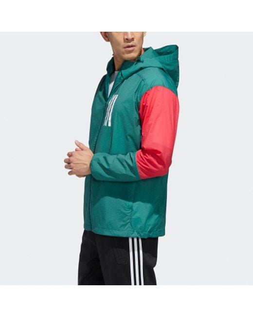 Adidas Green Windbreaker Casual Sports Hats Jacket Forest for men