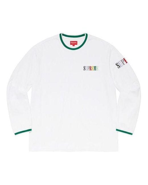 Supreme White Multi Color Logo L/S Top for men