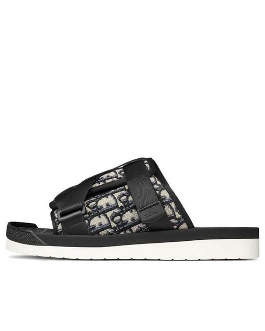 Dior Black Alpha Oblique Slippers for men