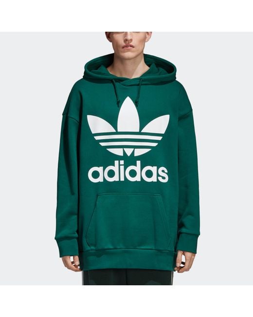 Adidas Green Originals Tref Over Hood Casual Sports Solid Color Pullover for men