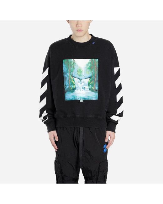 Off-White c/o Virgil Abloh Blue Pullover Loose Printing for men