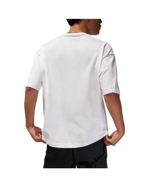 Nike Flight Essentials Solid Color Logo Label Loose Pullover Round Neck Half Sleeve White T-shirt for men
