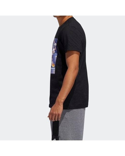 Adidas Black Shanghai Tee Basketball Sports Short Sleeve for men