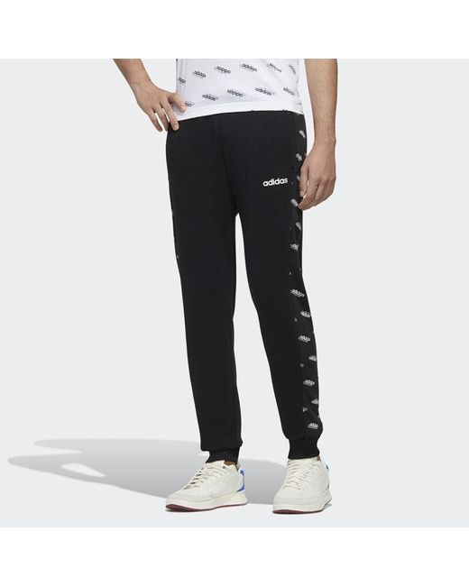 Adidas Black Printing Splicing Knit Bundle Feet Sports Pants for men