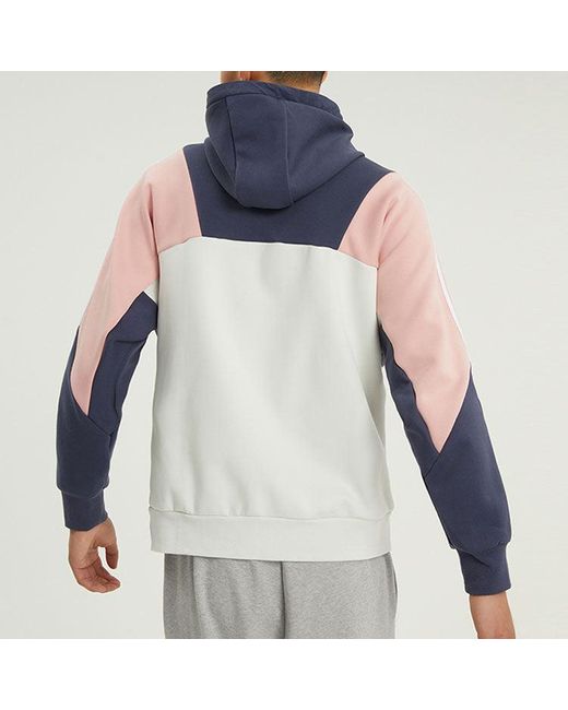 Adidas Blue Logo Printing Contrasting Colors Color Block Hooded Jacket Autumn for men