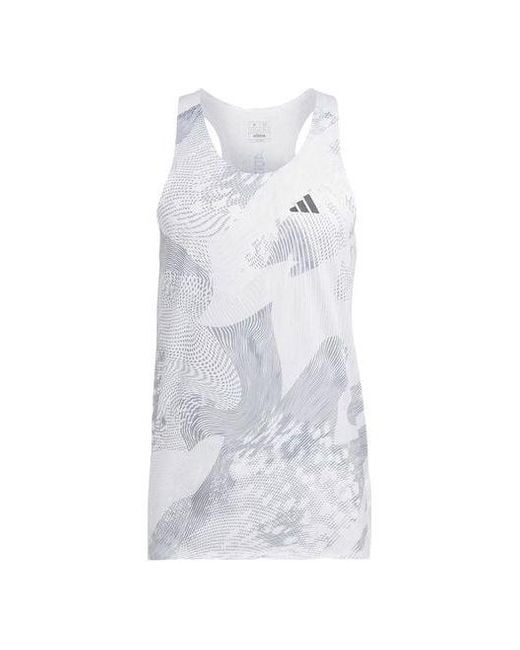 Adidas White Adizero Singlet for men