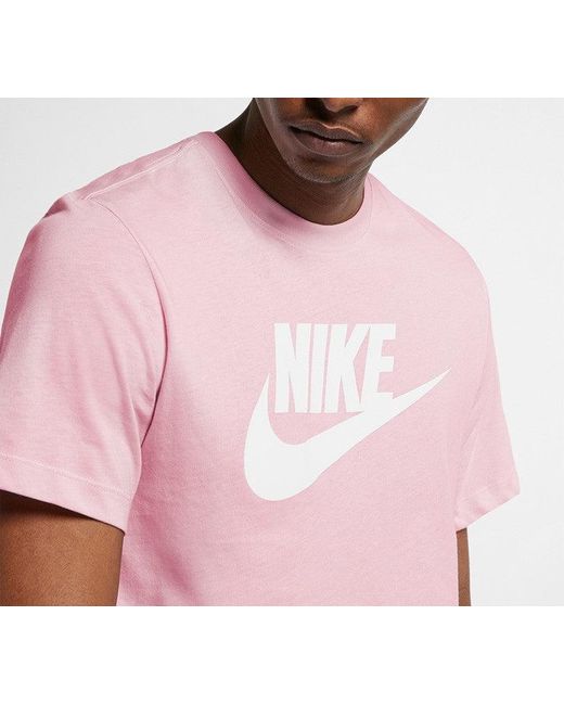 Nike Sportswear Classic Logo Printing Round Neck Short Sleeve Pinkred for men