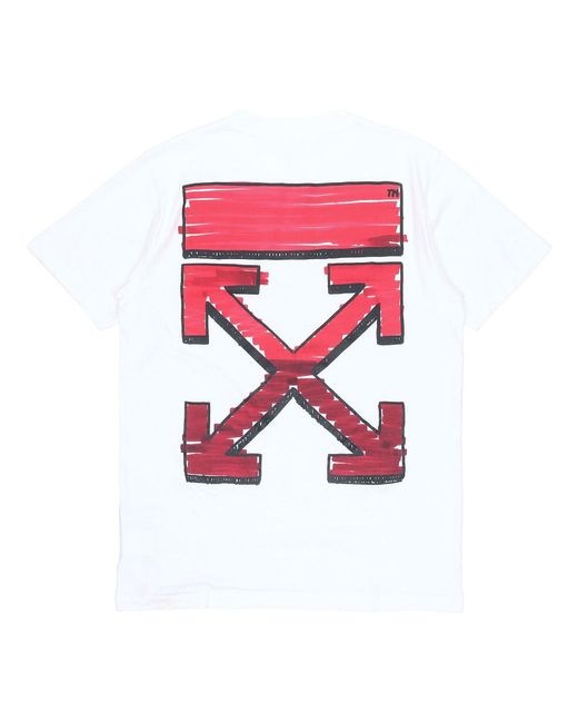 Off-White c/o Virgil Abloh Red Ss21 Back Arrow Logo Printing Round Neck Pullover Short Sleeve for men