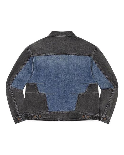 Supreme Gray 2-Tone Paneled Denim Jacket for men
