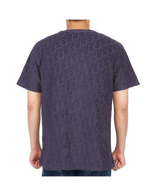 Dior Blue Ss21 Oblique Printing Cotton Round Neck Short Sleeve for men
