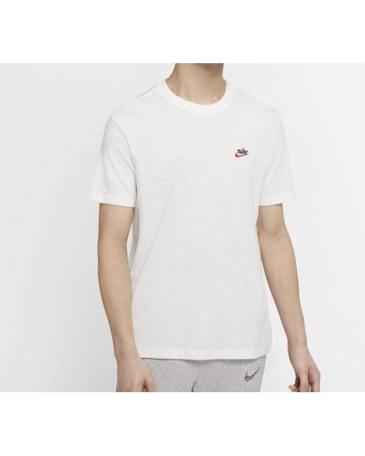 Nike White Sportswear Heritage Small Logo Solid Color Short Sleeve for men