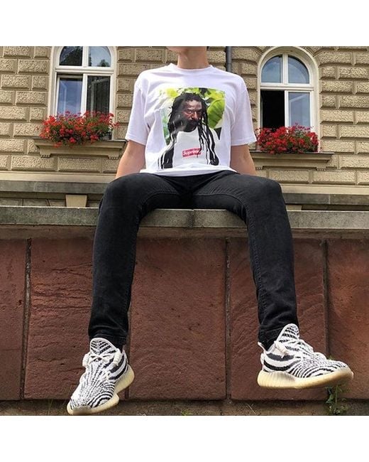 Supreme White Ss19 Buju Banton Tee Reggae Character Printing Short Sleeve for men