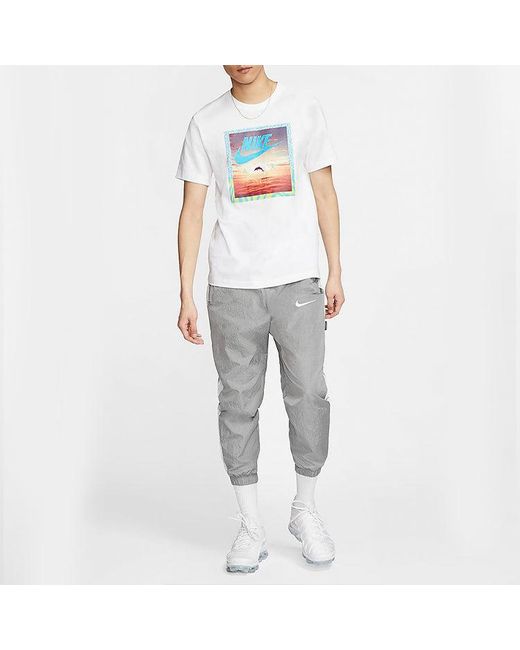 Nike White Sportswear Printing Short Sleeve 'Aqua Photo' for men